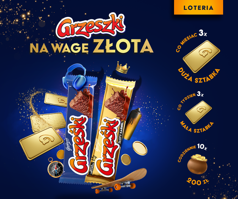„Twoje Grzeszki na wagę złota” w loterii marki Grześki od NAV agency